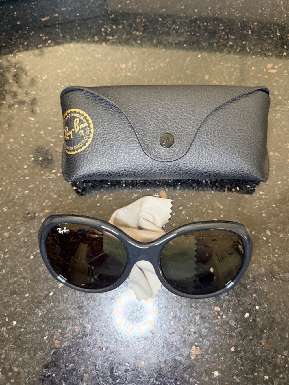 Ray-Ban Women's Black Round/Oval Sunglasses with Black Case